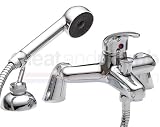 Duchy Siren Pillar Mounted Bath Shower Mixer Tap with Shower Kit and Wall Bracket