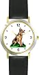 German Shepherd Dog - WATCHBUDDY&reg; DELUXE TWO-TONE THEME WATCH - Arabic Numbers - Black Leather Strap-Size-Large ( Men's Size or Jumbo Women's Size )