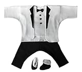 White Jacket and Black Pants Baby Tuxedo Suit