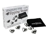 Stainless Steel Ice Cubes - Heart-shaped Stainless Steel Sipping Stones in Gift Box with Muslin Carrying Pouch and Tongs