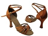 Ladies' Latin Rhythm Salsa Signature S92327 Dark Tan Satin 3"