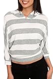Grey And White Hooded Crop Sweater Top