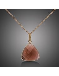 18K Yellow Gold Smoky Topaz Trillion Pendant, 24"