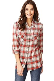 Indigo Collection Pure Cotton Shoulder Bead Checked Shirt