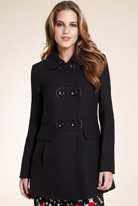 Wool Blend Round Collar Trim Coat