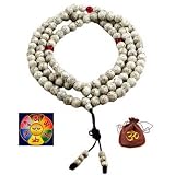 Lotus Seed Prayer Beads Mala- 108 Beads and a Copyrighted Tibetan Mantra Buddha Eye Magnet, Om Hemp Bag