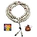 Lotus Seed Prayer Beads Mala- 108 Beads and a Copyrighted Tibetan Mantra Buddha Eye Magnet, Om Hemp Bag