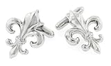 JJ Weston silver plated larger sized Fleur De Lis cufflinks with presentation box. Made in the U.S.A