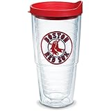 Tervis 1033853 "MLB Boston Red Sox Seal" Tumbler with Red Lid, Emblem, 24 oz, Clear