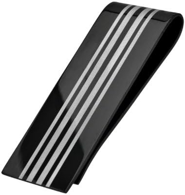 316L Stainless Steel Black Color Ion Plated Money Clip With Four Steel Tone Lines