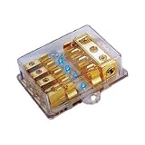 ABSOLUTE AFL3448 Gold AGU Style Fuse Power or Ground 4 Gang Distribution Fuse Block with... by Absolute