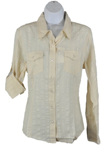 Best Price Jones New York Sport Womens Roll Sleeve Shirt Ivory Medium