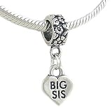 Silver BIG SIS Sister Bead CHARM fits Biagi Pandora Chamilia Bracelet GIFT BOXED