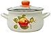 Pyza Stock Pot with Glass Lid, Non Toxic Enamel Coating, 22cm, 4.0L/apple on cream