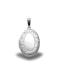 Sterling Silver Oval Picture Locket 2/3 inch x 3/4 inch Sterling Silver