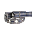 Ladies Blue Plaid Punch Hole Fabric Designer Fashion Belt by Milidee