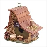 Wood Love Shack Birdhouse Bird House Heart Shaped Door