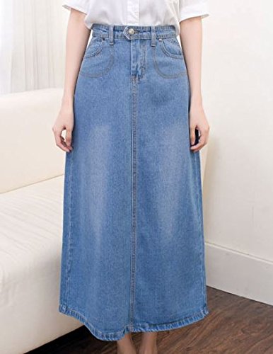 (ALLURE) Aライン デニム スカート ロング フレアロング ブルー AF0510