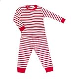 Under The Nile Organic Cotton Long Johns or Pajamas - Red Stripe - Available in Sizes 2T-4T