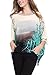 DJT Womens Batwing Sleeve Round Neck Flower Semi Sheer Top One Size Apricot-Green
