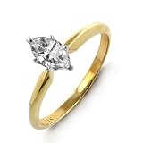  : 10k Yellow Gold Marquise Solitaire Diamond Ring (1/4 ct, J-K Color, I2-I3 Clarity) - Size 7