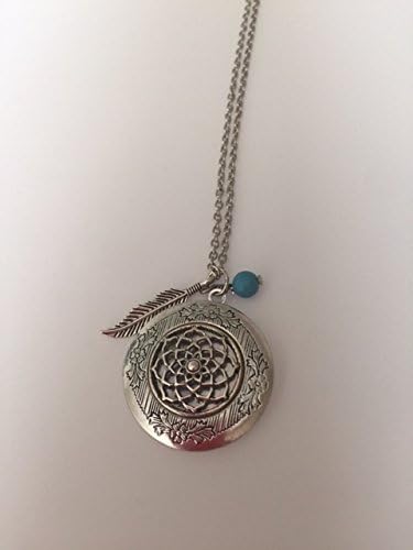 Antique Silver Locket Necklace with Charms