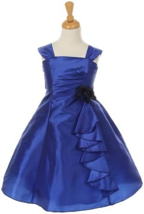 LalaandErina-LE721-Elegant ruffle taffeta dress with corsage, royal blue, size 10