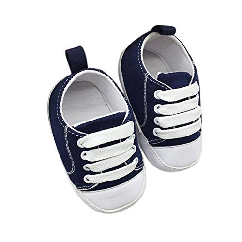 Voberry® Toddler Baby Boys Girls Anti-skid Basic Canvas Sneaker (6~12 Month, dark blue)