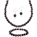 Sterling Silver 8mm Purple Glass Cats Eye Stone Bead Beaded Dangle Hook Earrings Stretch Bracelet Necklace 15-19 Jewelry Set