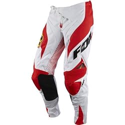 Fox Racing Platinum A1 Race Men's Motocross Motorcycle Pants w/ Free B&F Heart Sticker Bundle - White/Red
