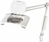 GX Optical MAG8069C Illuminated Magnifier Lamp, Two 9W Fluorescent Lamps either side of Magnifying Lens, 5 Diopter Magnification, Hinged Dust Cover, 190x160mm Magnifying Lens, Table G Clamp, Internal Springs in Arms, 390mm upper arm 390mm lower arm, ideal for industry, Education and the Home