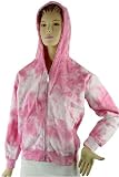 Pink Rainbow Tie Dye Zip Front Hoodie, drawcord hood and 2 pockets. 4 sizes
