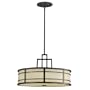 Murray Feiss F2081/3GBZ Fusion Three-Light Uplight Chandelier, Grecian Bronze with Amber Ribbed Glass Caged Bowl