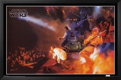 Professionally Framed Star Wars Rock Band Concert Movie Poster Print - 22x34 with Solid Black Wood Frame