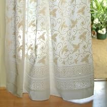Ivy Lace ~ White Country Cottage Cotton Tab Top Curtain Panel 63x46