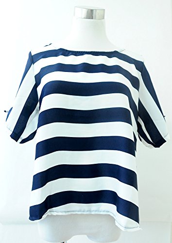 Frangipani　ボーダー ブラウス　kukky top ボーダー柄 ネイビー&ホワイト フリーサイズ【レディース ガールズ 大人気 春物 夏物 ファッション　トップス ブラウス】［並行輸入品］