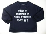 Sweat navy 6-12 months 'Saw it, wanted it, through a tantrum, got it'