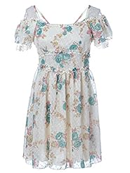 Off the Shoulder Vintage Scoop Neck General Print  Dress