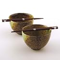 Japanese Stoneware Bowls with Chopsticks Gift Set, Iwashi