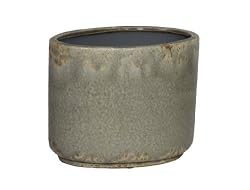 Gloss Crackle Grey Ceramic Oval Vase Planter - 7 1/4" x 4 1/2" x 6" tall