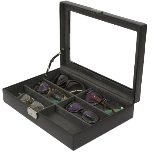 Tech swiss ts5443blk eyeglasses sunglasses storage case leather b…