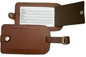 Rustic Brown Leather Luggage Tag