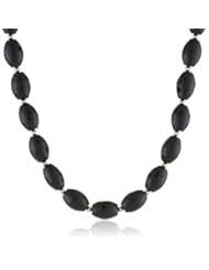 14X10Mm Faceted Black Onyx Accented with 14K Yellow Gold Beads and Clasp Necklace, 18"