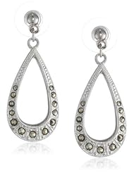 Signature 1928 "Signature Marcasite" Silver-Tone Marcasite Open Pearshape Drop Earrings