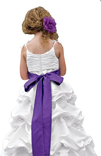 Sweet Beginnings L786 Pick-Up Ball Gown Flower Girl Dress, White/Purple, 8