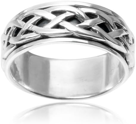 8MM Aktion Sterling Silver Celtic Spinner Band (Sizes 6-10)