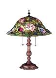 Meyda Tiffany 19769 Mahogany Bronze Rosebush Tiffany Two Light Up Lighting Table Lamp from the Roseb