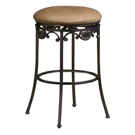 Valencia Backless Bar Stool Brwn Faux Suede Antique Steel by Home Decorators Collection