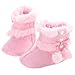 Voberry Baby Toddler Girls Knit Soft Winter Warm Snow Boot Fur Trimmed Pom Pom Boots (6~12 Month, Pink 2)