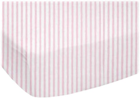 SheetWorld Fitted Cradle Sheet - Pink Stripes Jersey Knit - Made In USA